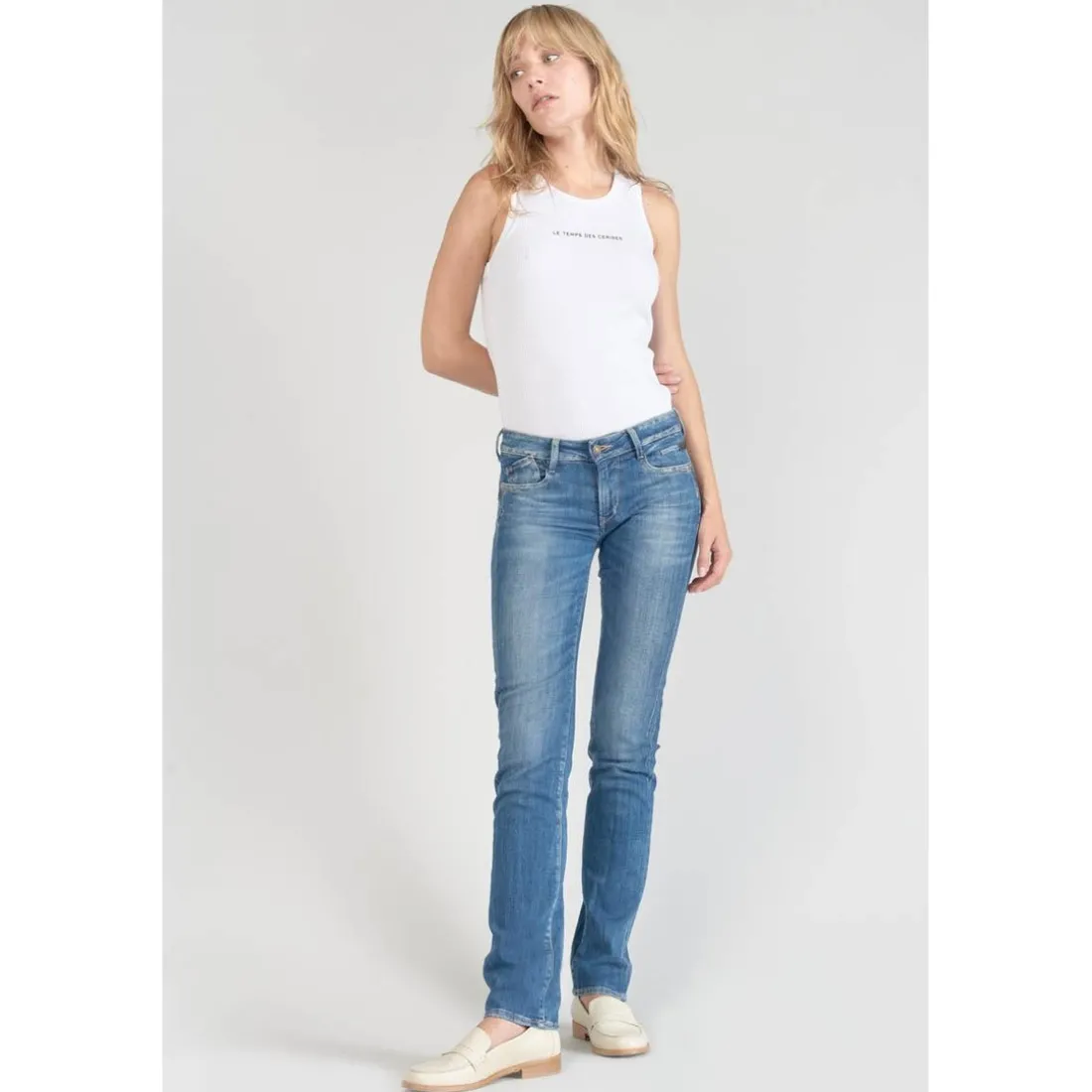 Jeans push-up regular, droit PULP, longueur 34 bleu en coton Ana