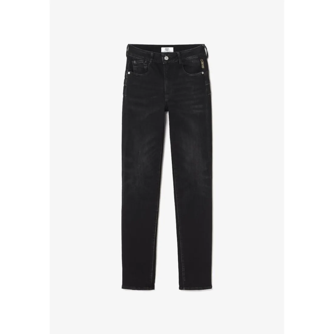 Jeans push-up regular, droit taille haute PULP, longueur 33 noir en coton