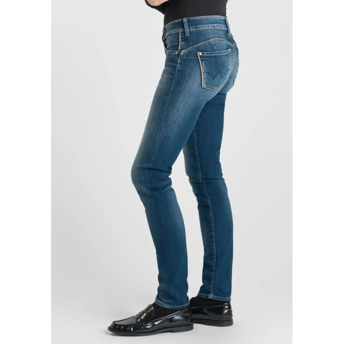 Jeans push-up slim PULP, longueur 34 bleu en coton Yule