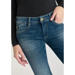 Jeans push-up slim PULP, longueur 34 bleu en coton Yule