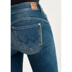 Jeans push-up slim PULP, longueur 34 bleu en coton Yule