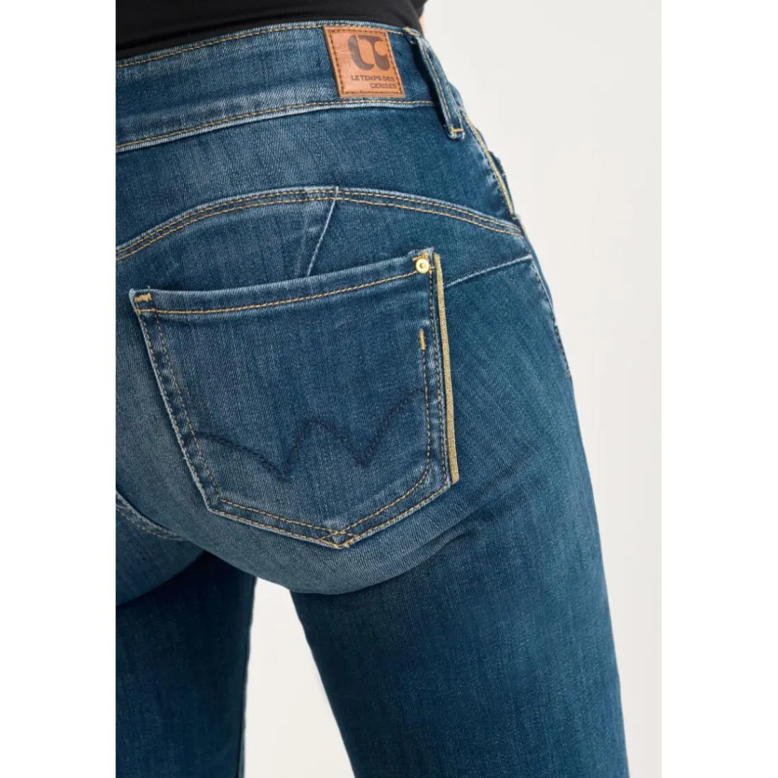 Jeans push-up slim PULP, longueur 34 bleu en coton Yule