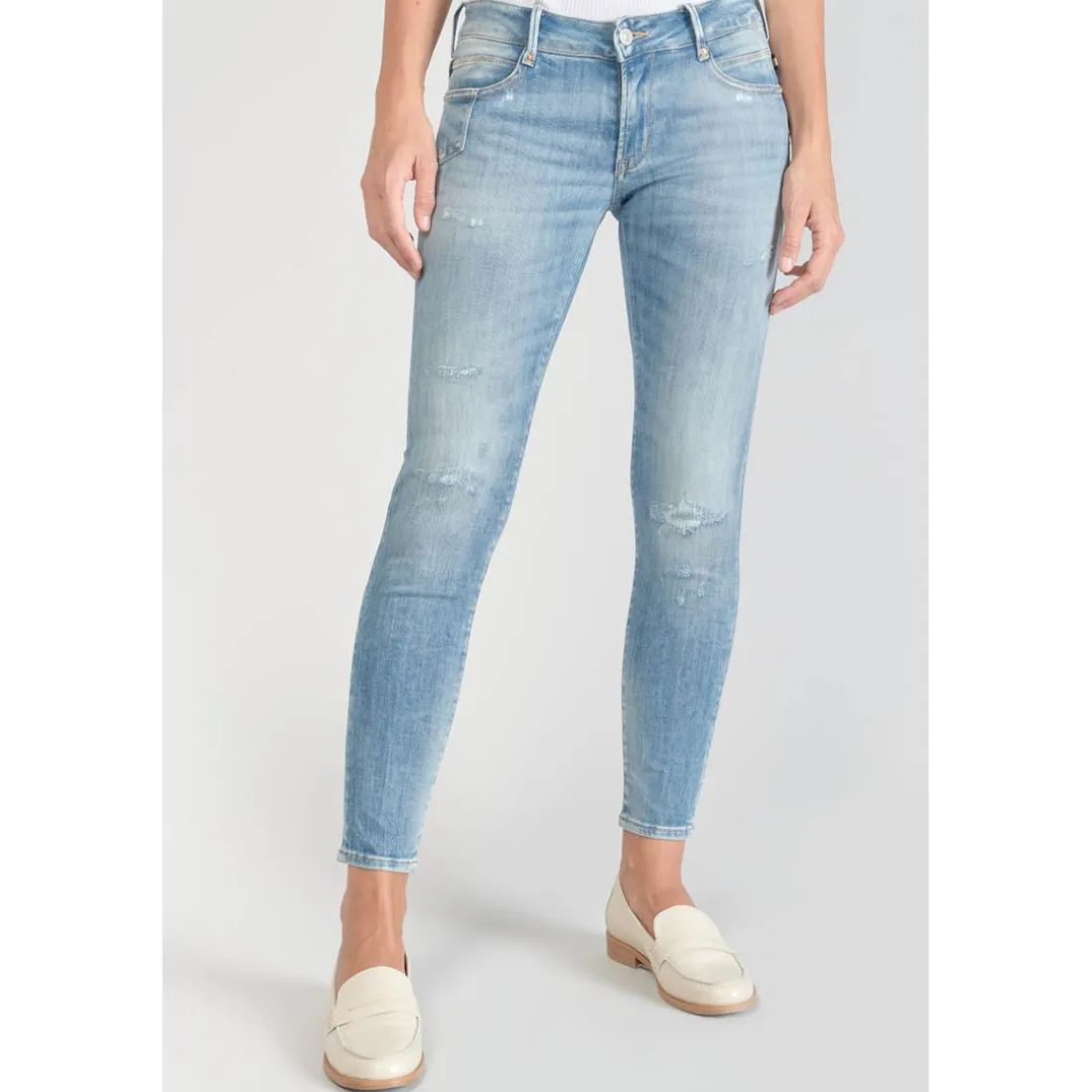Jeans push-up slim PULP, 7/8ème bleu en coton Rhea