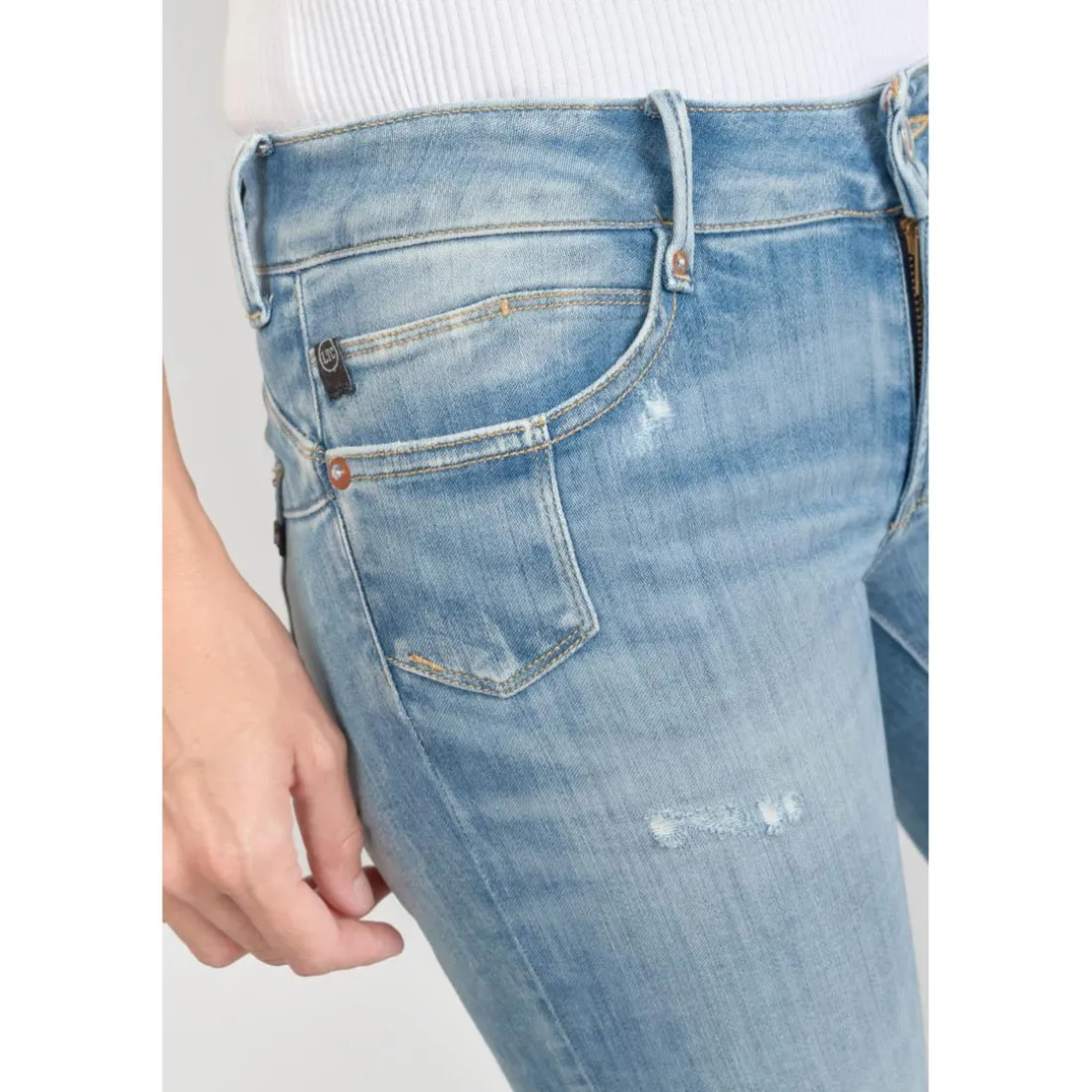 Jeans push-up slim PULP, 7/8ème bleu en coton Rhea