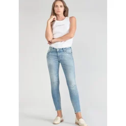 Jeans push-up slim PULP, 7/8ème bleu en coton Rhea