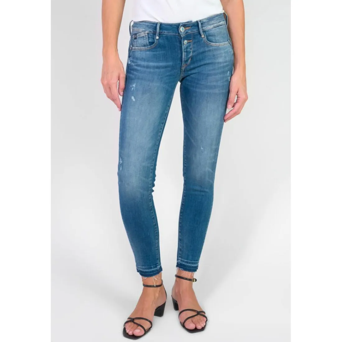 Jeans push-up slim PULP, 7/8ème bleu Maud en coton