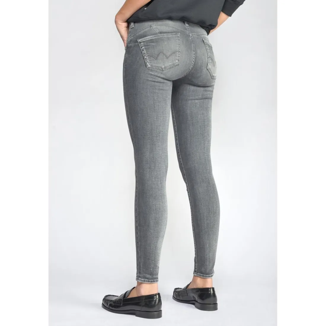 Jeans push-up slim PULP, 7/8ème gris en coton Sia