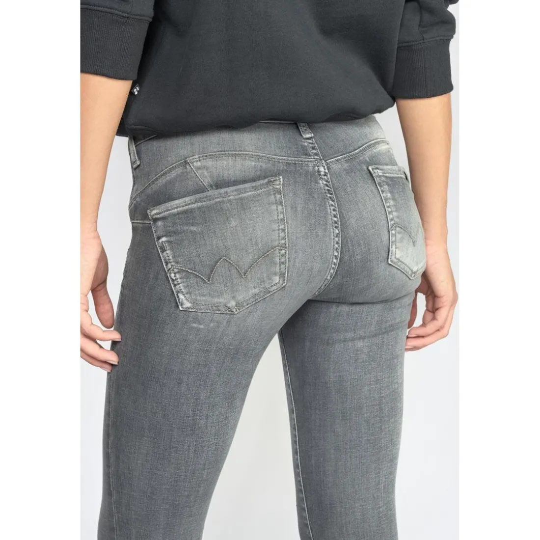 Jeans push-up slim PULP, 7/8ème gris en coton Sia