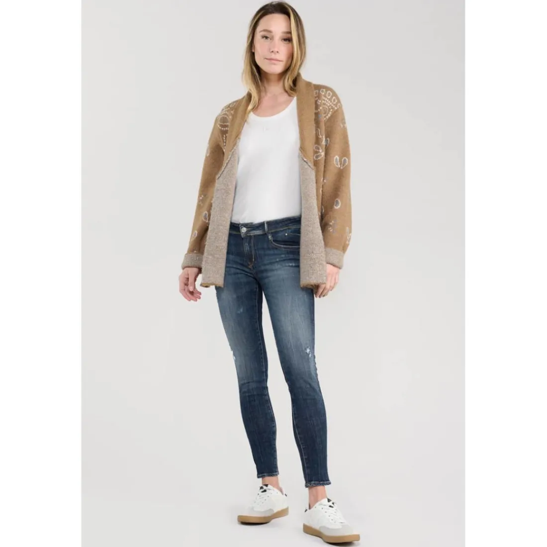 Jeans push-up slim PULP, 7/8ème bleu Gia en coton