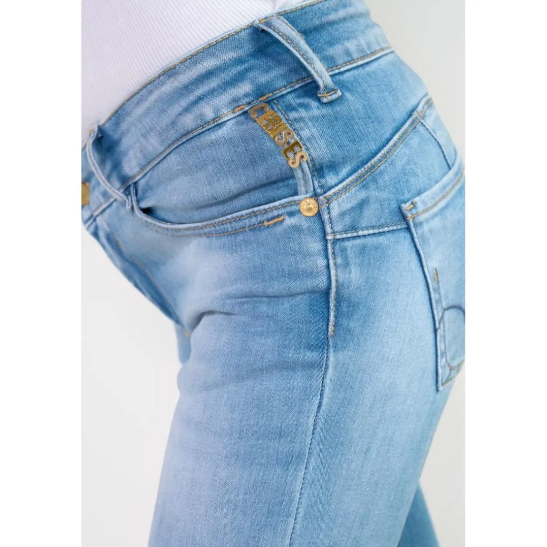 Jeans push-up slim PULP, 7/8ème bleu Jade