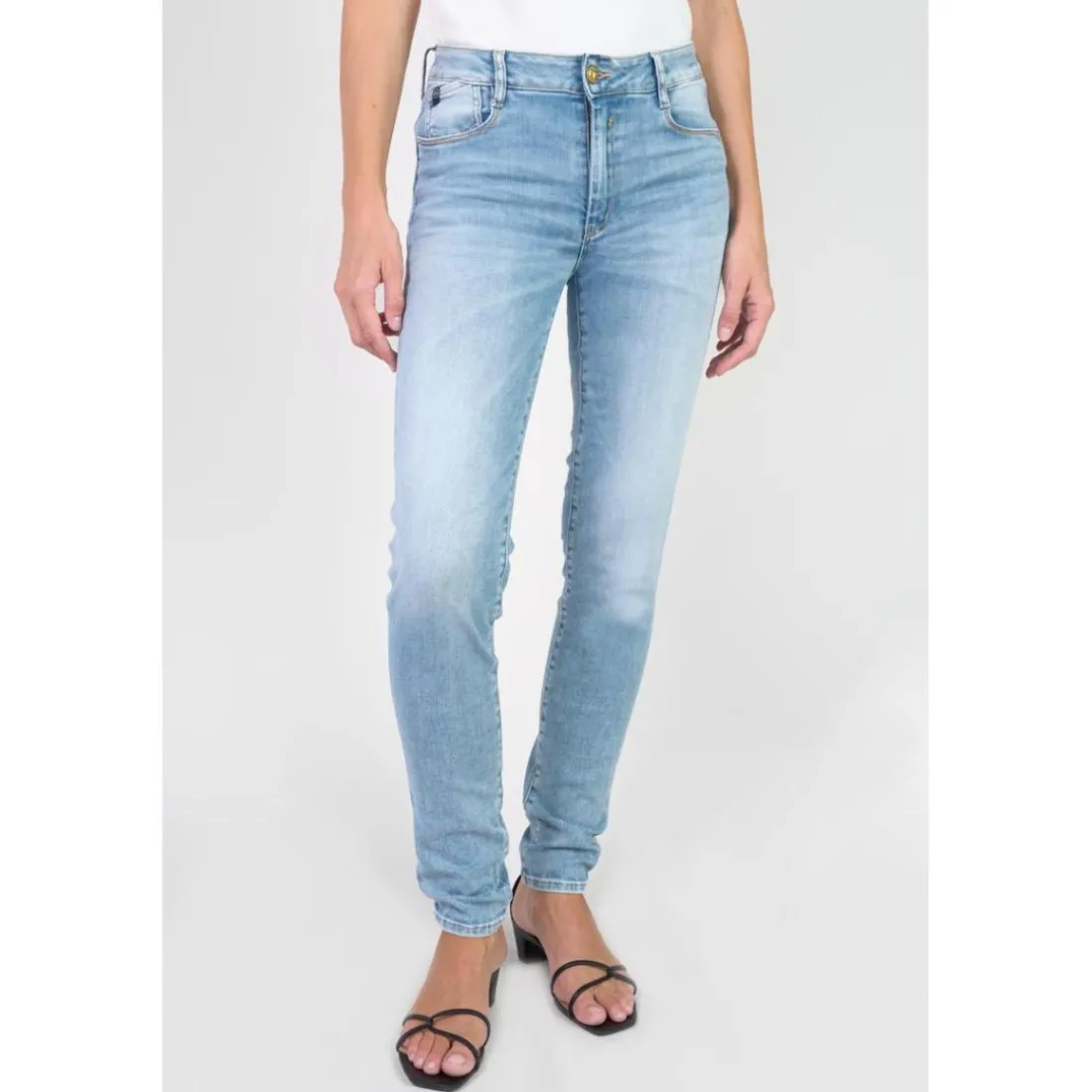 Jeans push-up slim taille haute PULP, longueur 34 bleu en coton Daisy