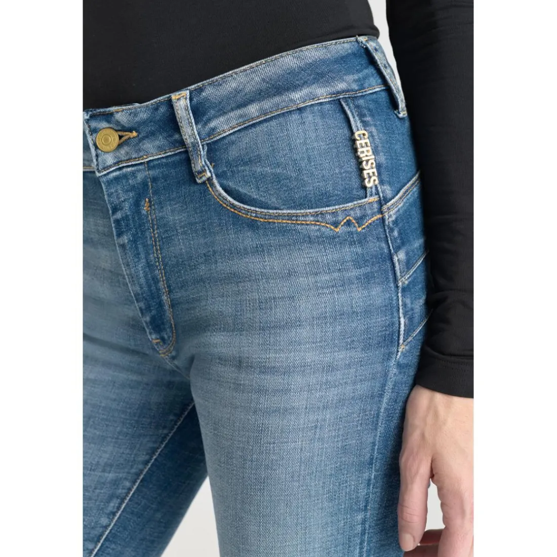 Jeans push-up slim taille haute PULP, 7/8ème bleu en coton Meg