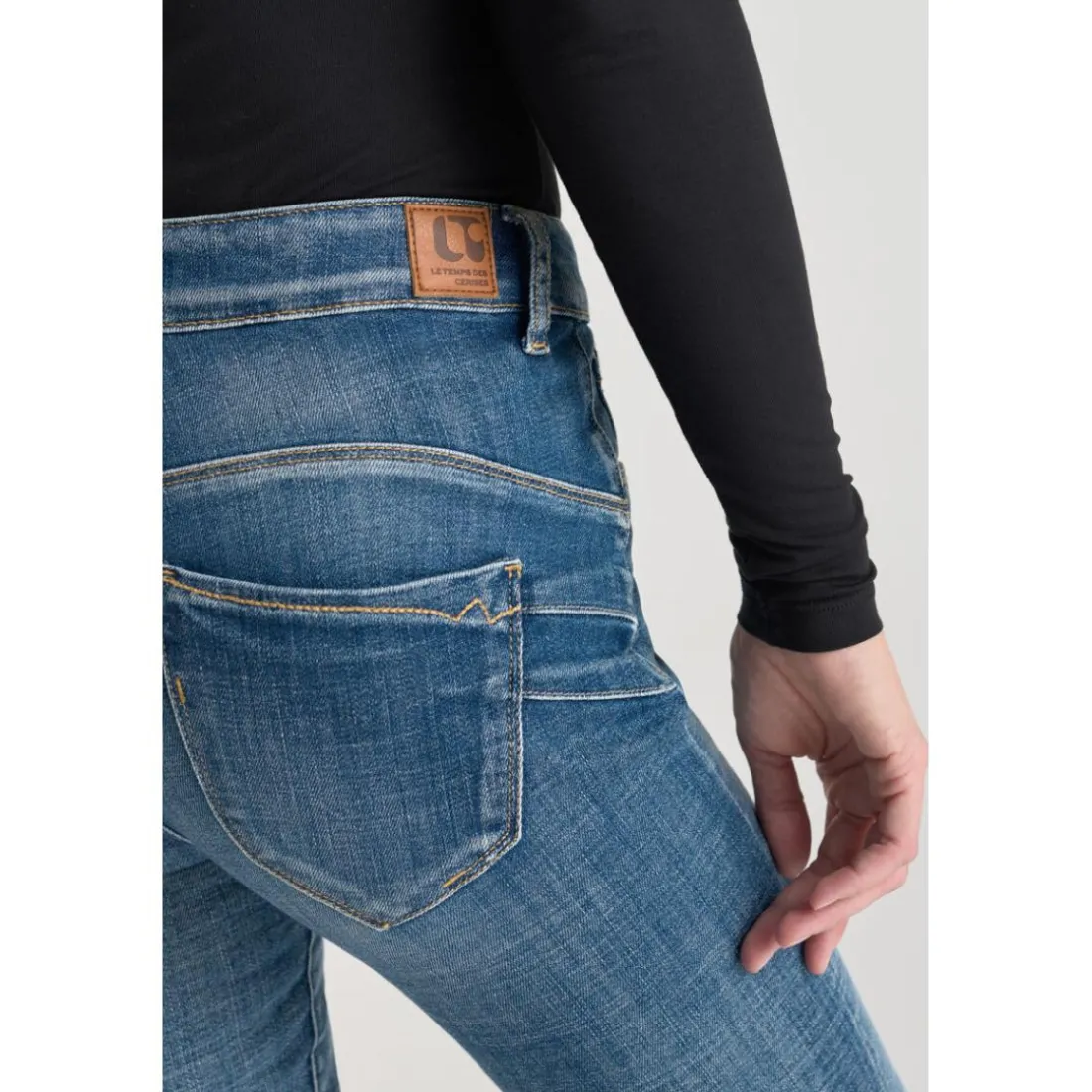 Jeans push-up slim taille haute PULP, 7/8ème bleu en coton Meg