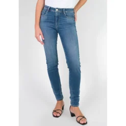 Jeans push-up slim taille haute PULP, longueur 34 bleu en coton Lia