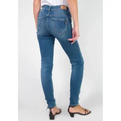 Jeans push-up slim taille haute PULP, longueur 34 bleu en coton Lia