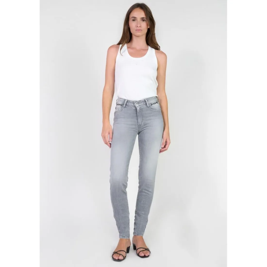 Jeans push-up slim taille haute PULP, longueur 34 gris Eva