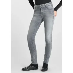 Jeans push-up slim taille haute PULP, longueur 34 gris Ivy en coton