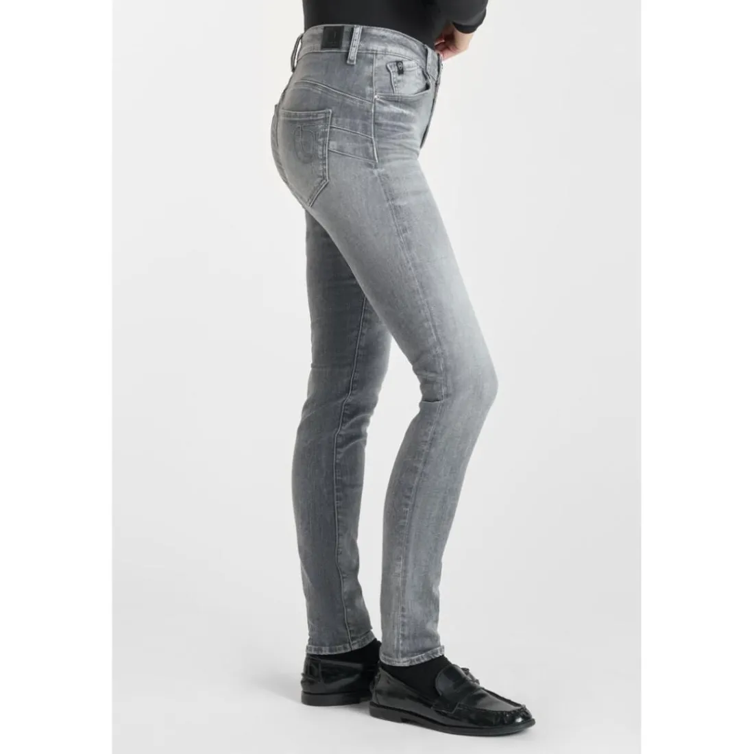 Jeans push-up slim taille haute PULP, longueur 34 gris Ivy en coton