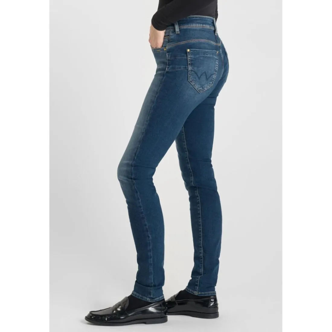 Jeans push-up slim taille haute PULP, longueur 34 bleu Noémie en coton Yara