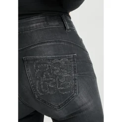 Jeans push-up slim taille haute PULP, 7/8ème noir Vale