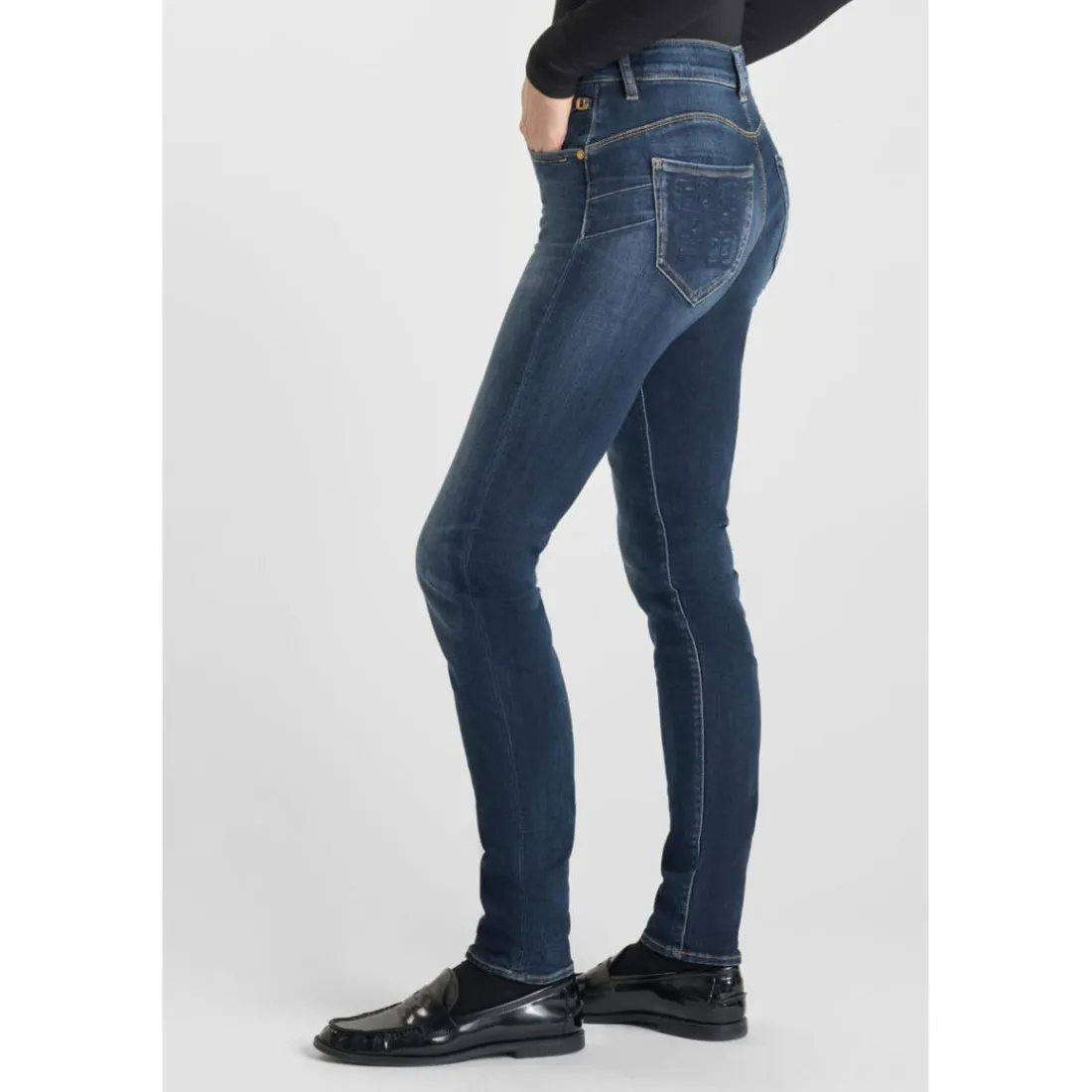 Jeans push-up slim taille haute PULP, longueur 34 bleu en coton Sam