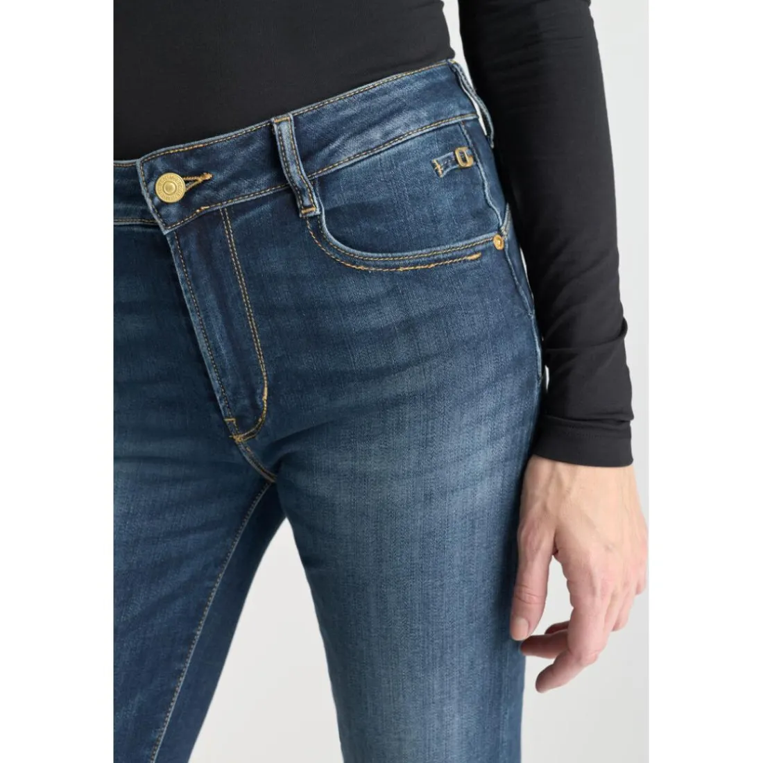 Jeans push-up slim taille haute PULP, longueur 34 bleu en coton Sam