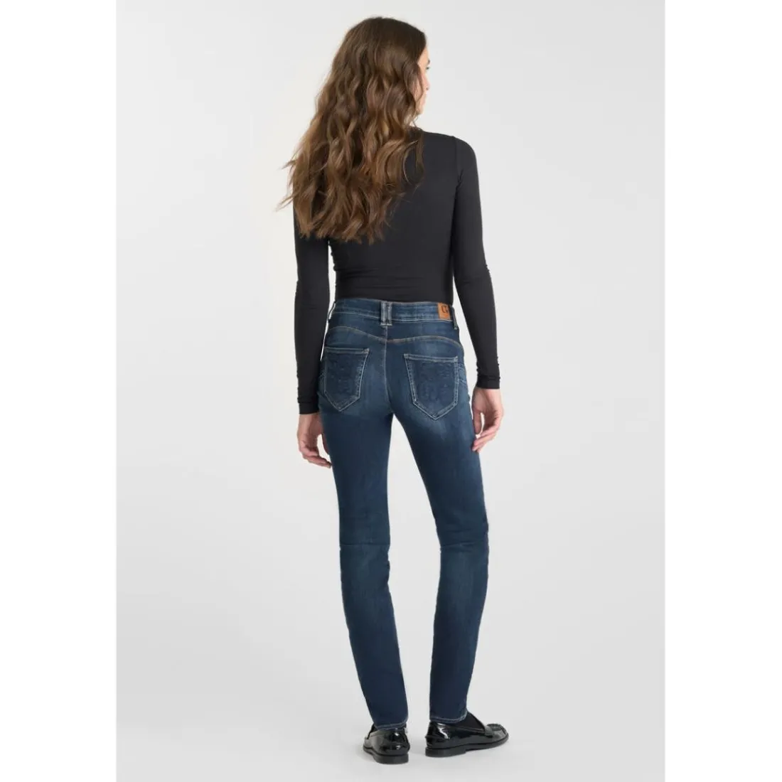 Jeans push-up slim taille haute PULP, longueur 34 bleu en coton Sam