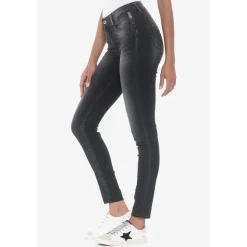 Jeans push-up slim taille haute PULP, 7/8ème noir en coton Zoe