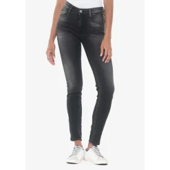 Jeans push-up slim taille haute PULP, 7/8ème noir en coton Zoe