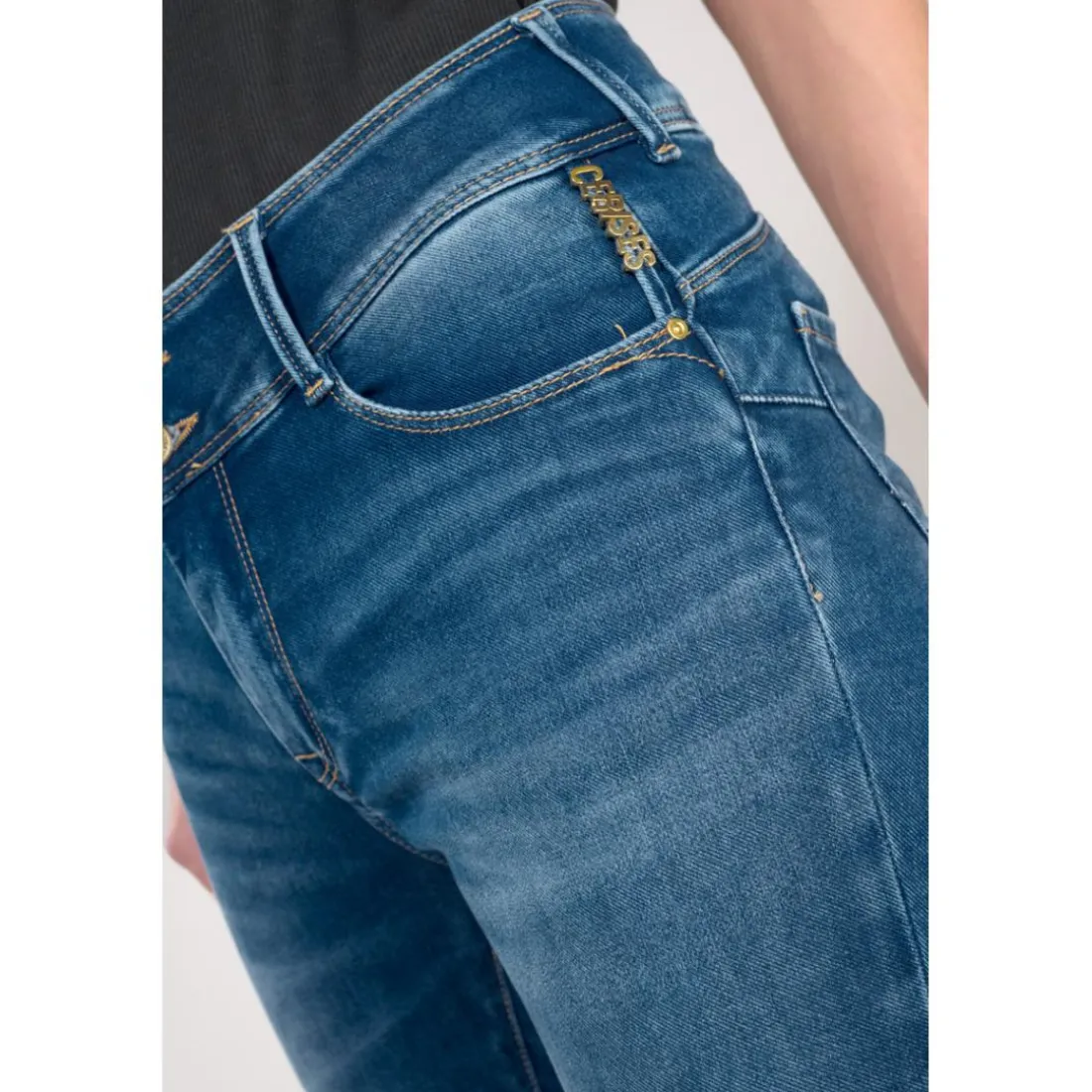 Jeans push-up slim ULTRA PULP, 7/8ème bleu Molly en coton