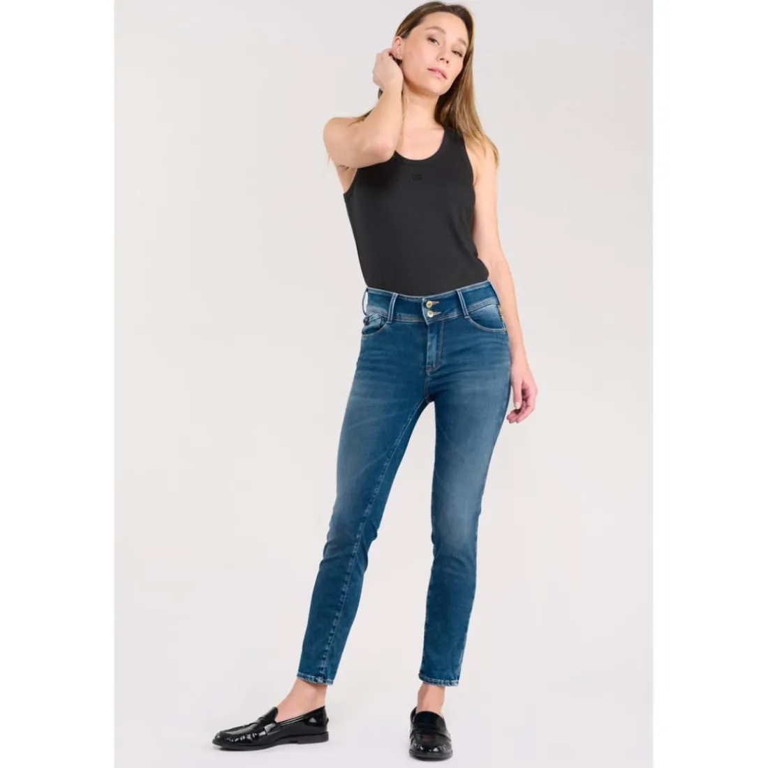 Jeans push-up slim ULTRA PULP, 7/8ème bleu Molly en coton