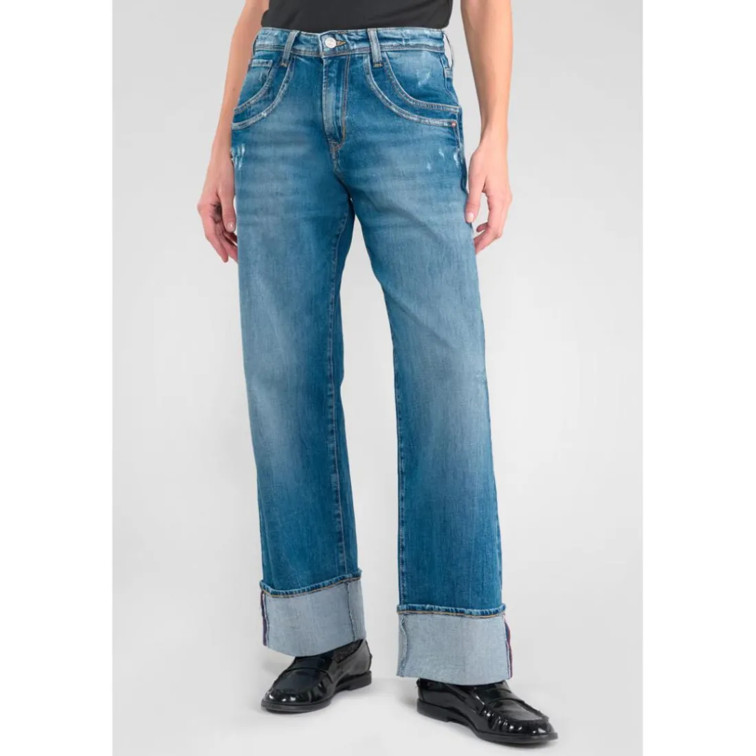 Jeans regular, droit 400/28, longueur 34 bleu Ines en coton
