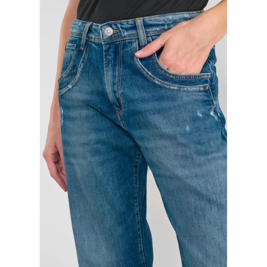 Jeans regular, droit 400/28, longueur 34 bleu Ines en coton