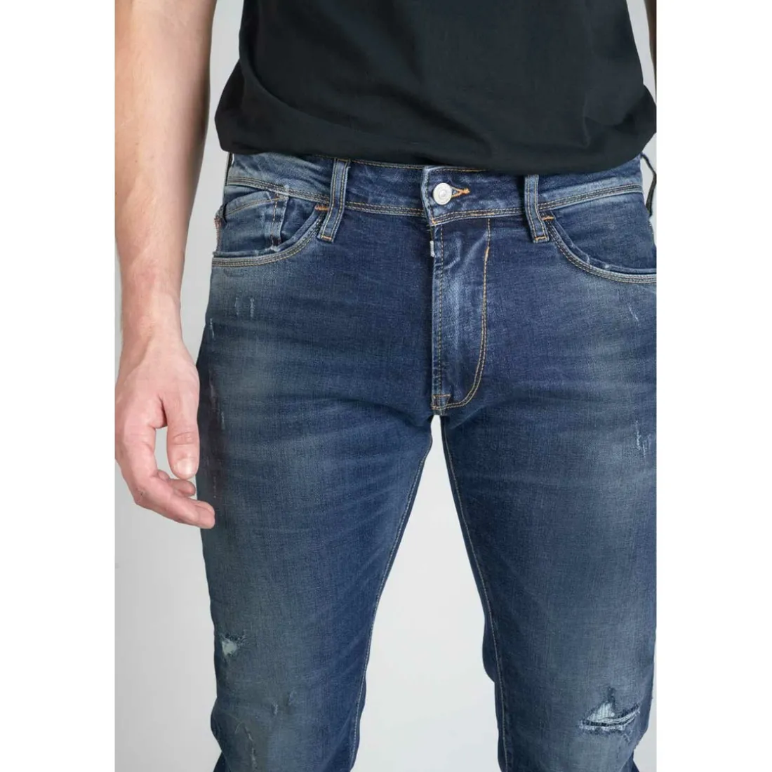 Jeans regular, droit 700/17, longueur 34 bleu en coton