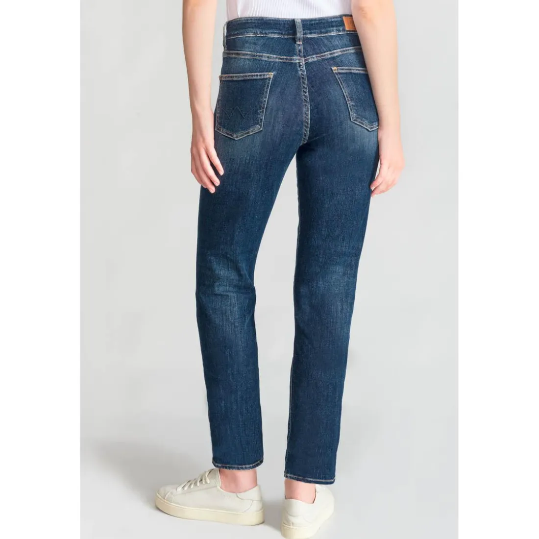 Jeans regular, droit 400/17, 7/8ème bleu en coton