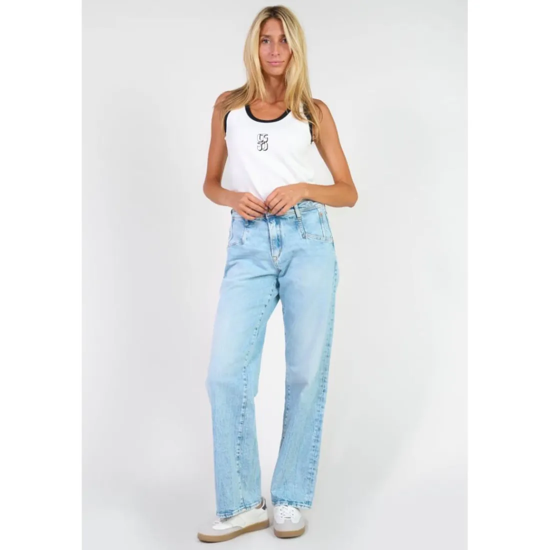 Jeans regular, droit 400/28 regular loose taille haute, longueur 34 bleu Fawn