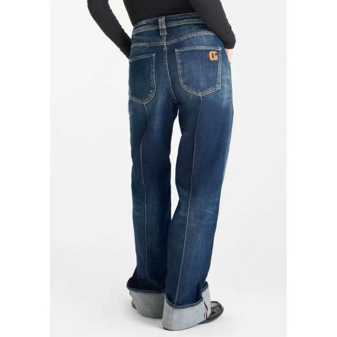 Jeans regular, droit 400/28 regular loose taille haute, longueur 34 bleu en coton Maud