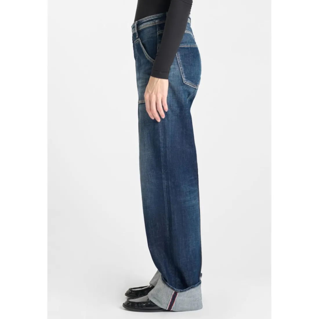 Jeans regular, droit 400/28 regular loose taille haute, longueur 34 bleu en coton Maud