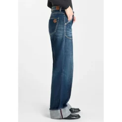 Jeans regular, droit 400/28 regular loose taille haute, longueur 34 bleu en coton Maud