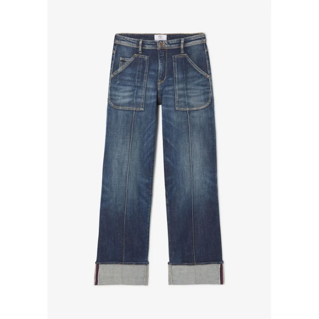 Jeans regular, droit 400/28 regular loose taille haute, longueur 34 bleu en coton Maud