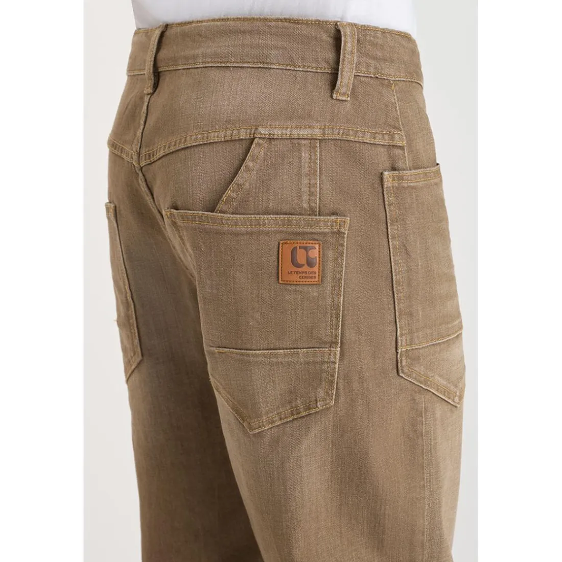 Jeans regular, droit HOBO, longueur 34 beige en coton Ari