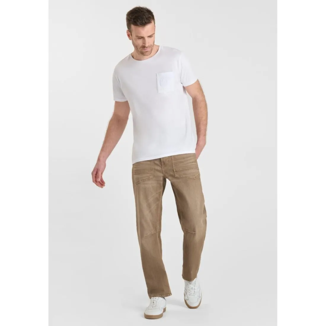Jeans regular, droit HOBO, longueur 34 beige en coton Ari