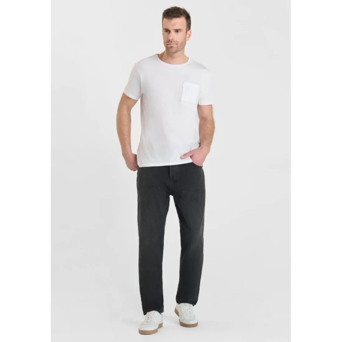 Jeans regular, droit loose, longueur 34 noir en coton Glen