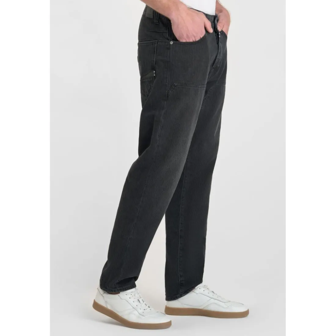 Jeans regular, droit loose, longueur 34 noir en coton Glen