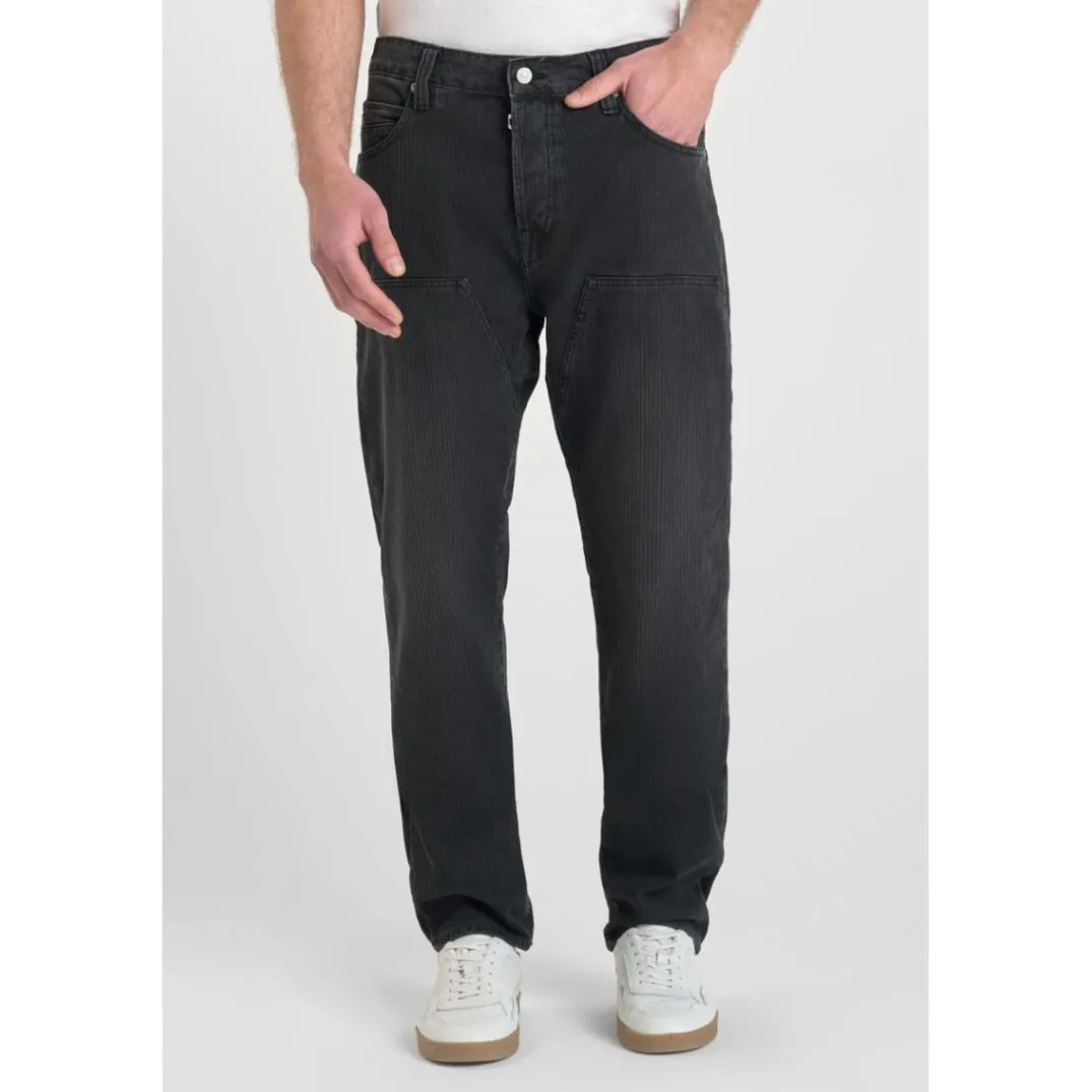 Jeans regular, droit loose, longueur 34 noir en coton Glen