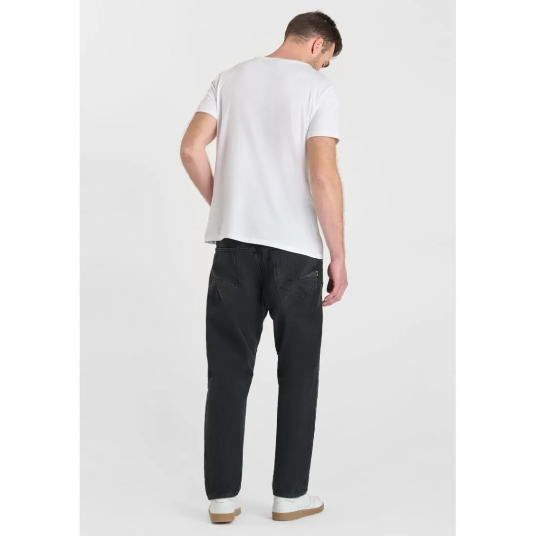 Jeans regular, droit loose, longueur 34 noir en coton Glen
