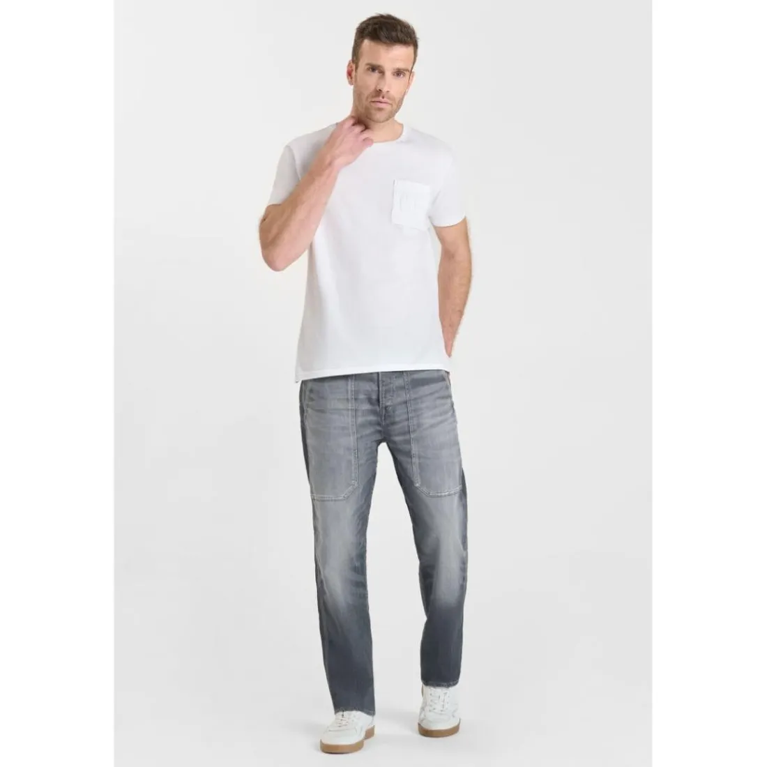 Jeans regular, droit loose, longueur 34 bleu en coton Aron