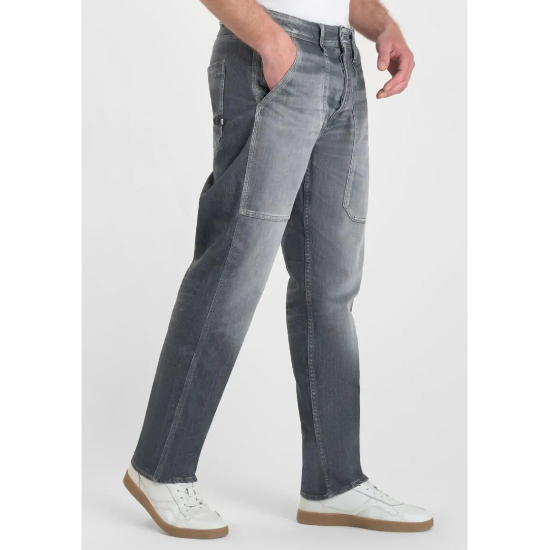 Jeans regular, droit loose, longueur 34 bleu en coton Aron