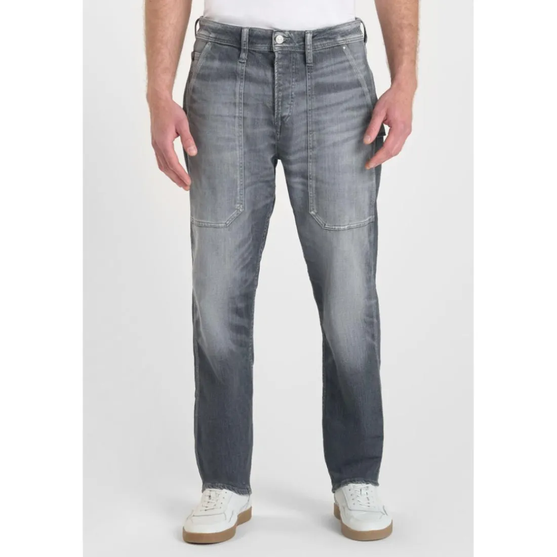 Jeans regular, droit loose, longueur 34 bleu en coton Aron