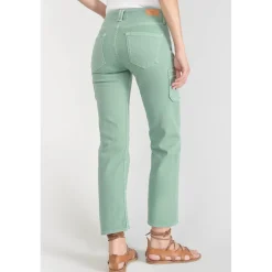 Jeans regular, droit PRECIEUX, 7/8ème vert en coton